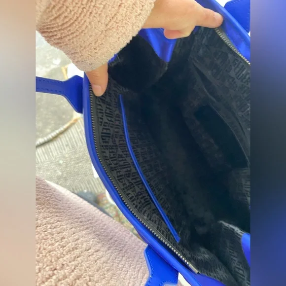 Kurt Geiger London Recycled Square Shopper Tote Blue Quilted Nylon Large Eagle - Picture 12 of 13